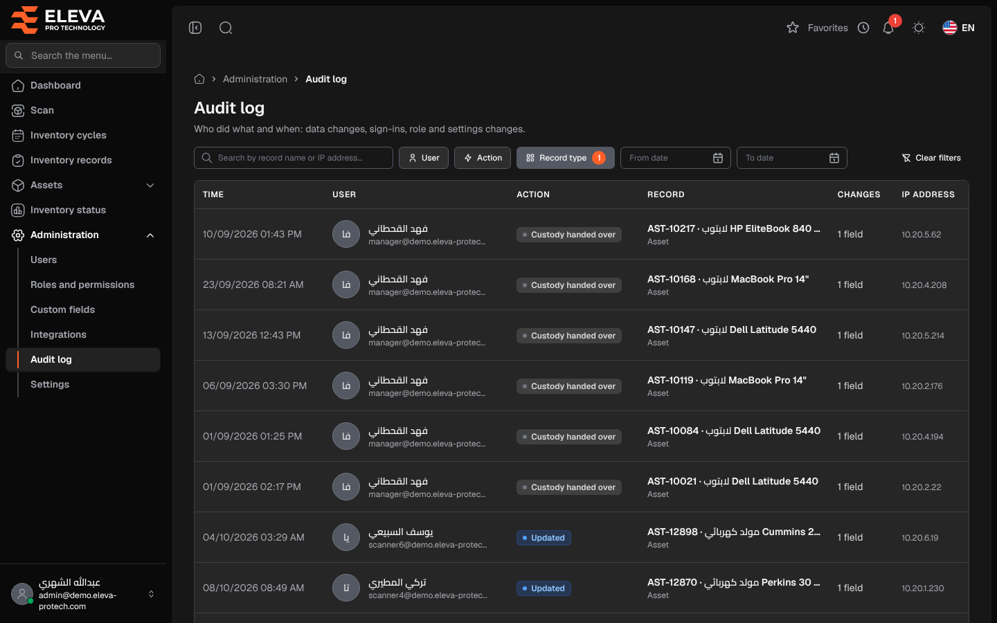 Audit log