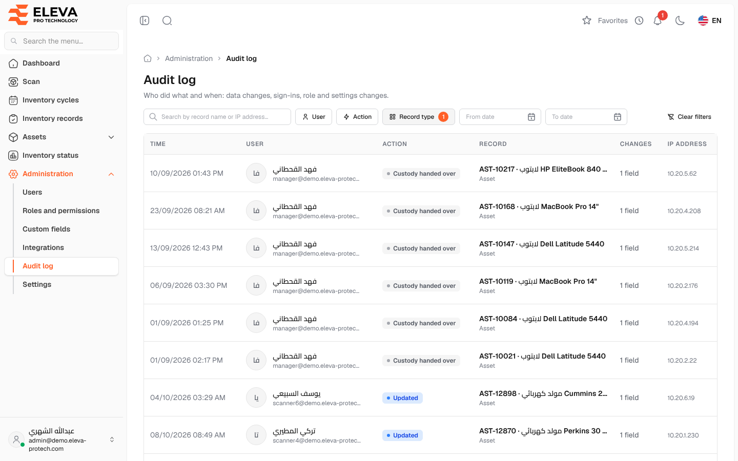 Audit log