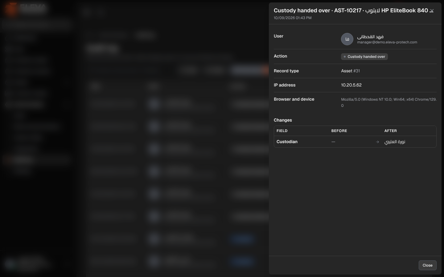 Audit entry details