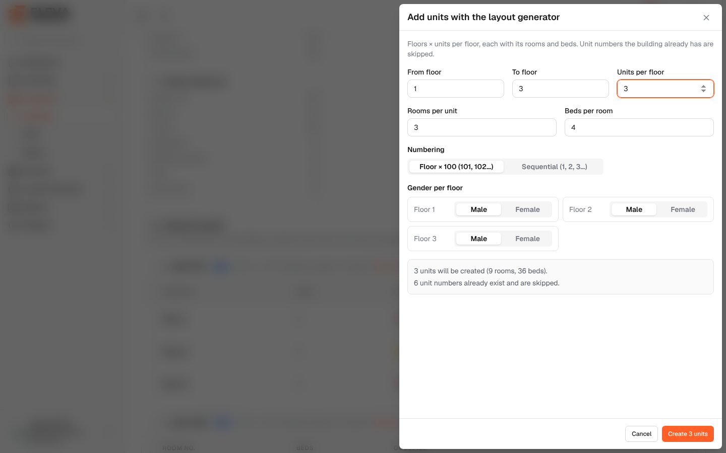 Add units with the layout generator