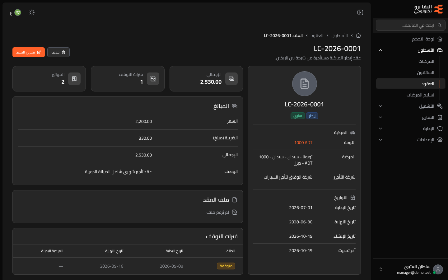 تفاصيل العقد