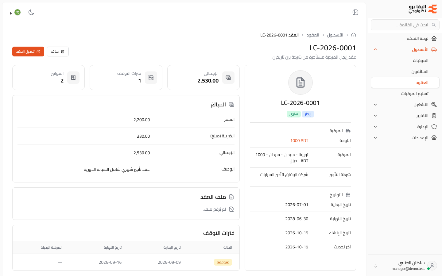 تفاصيل العقد