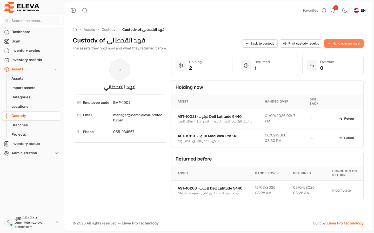 Custodian page