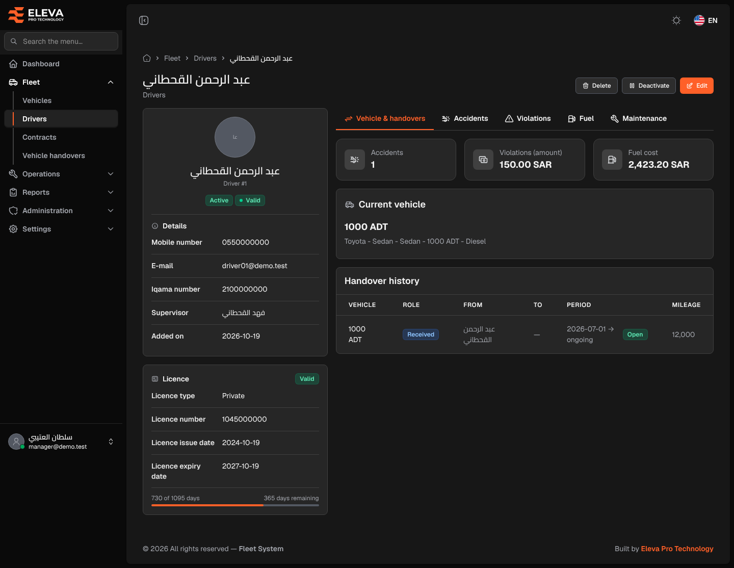 Driver page