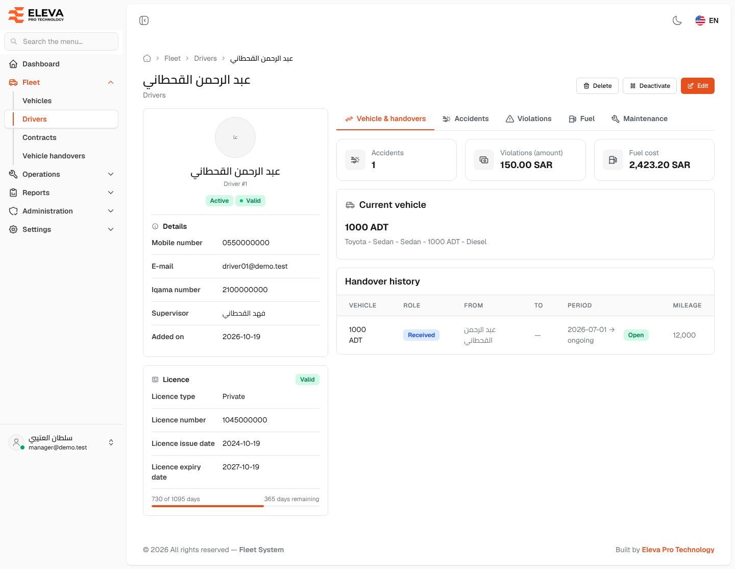 Driver page