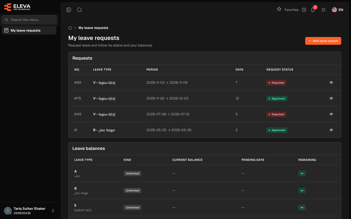 My leave requests