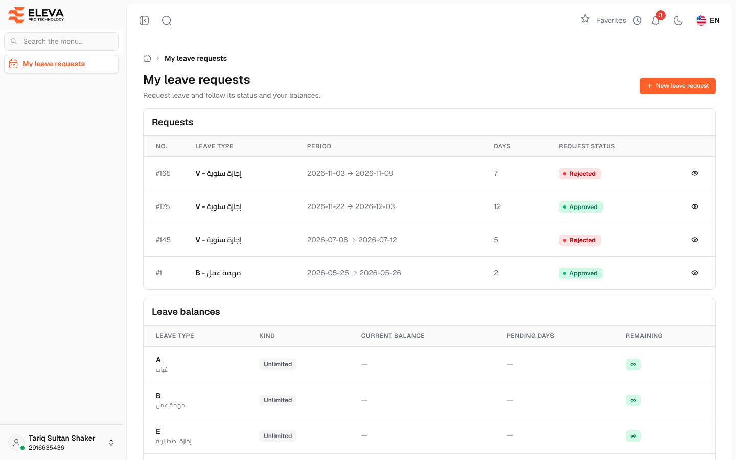 My leave requests