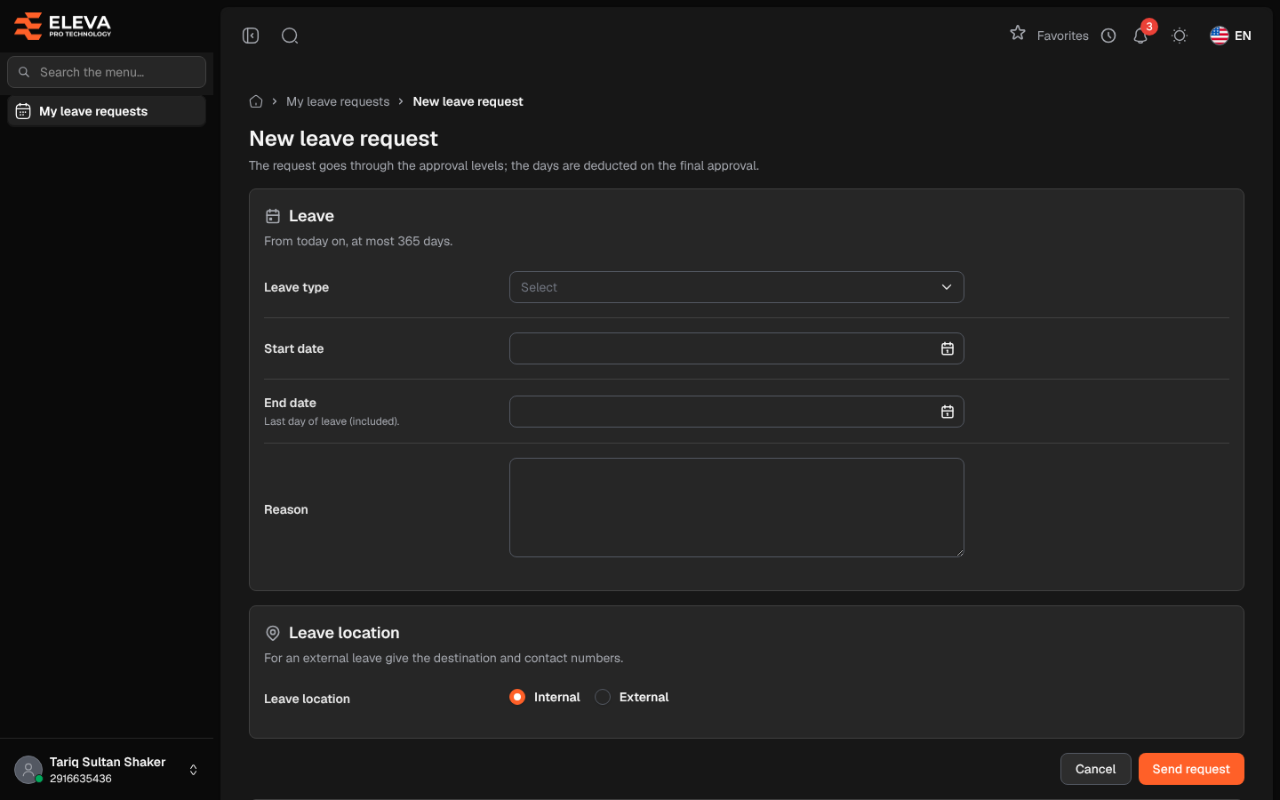 New leave request