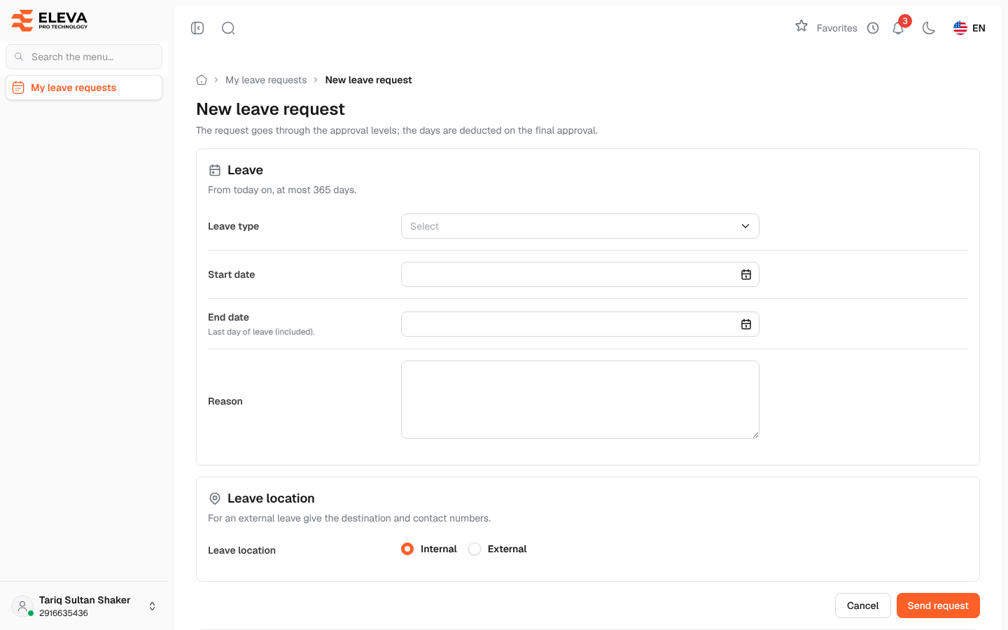 New leave request