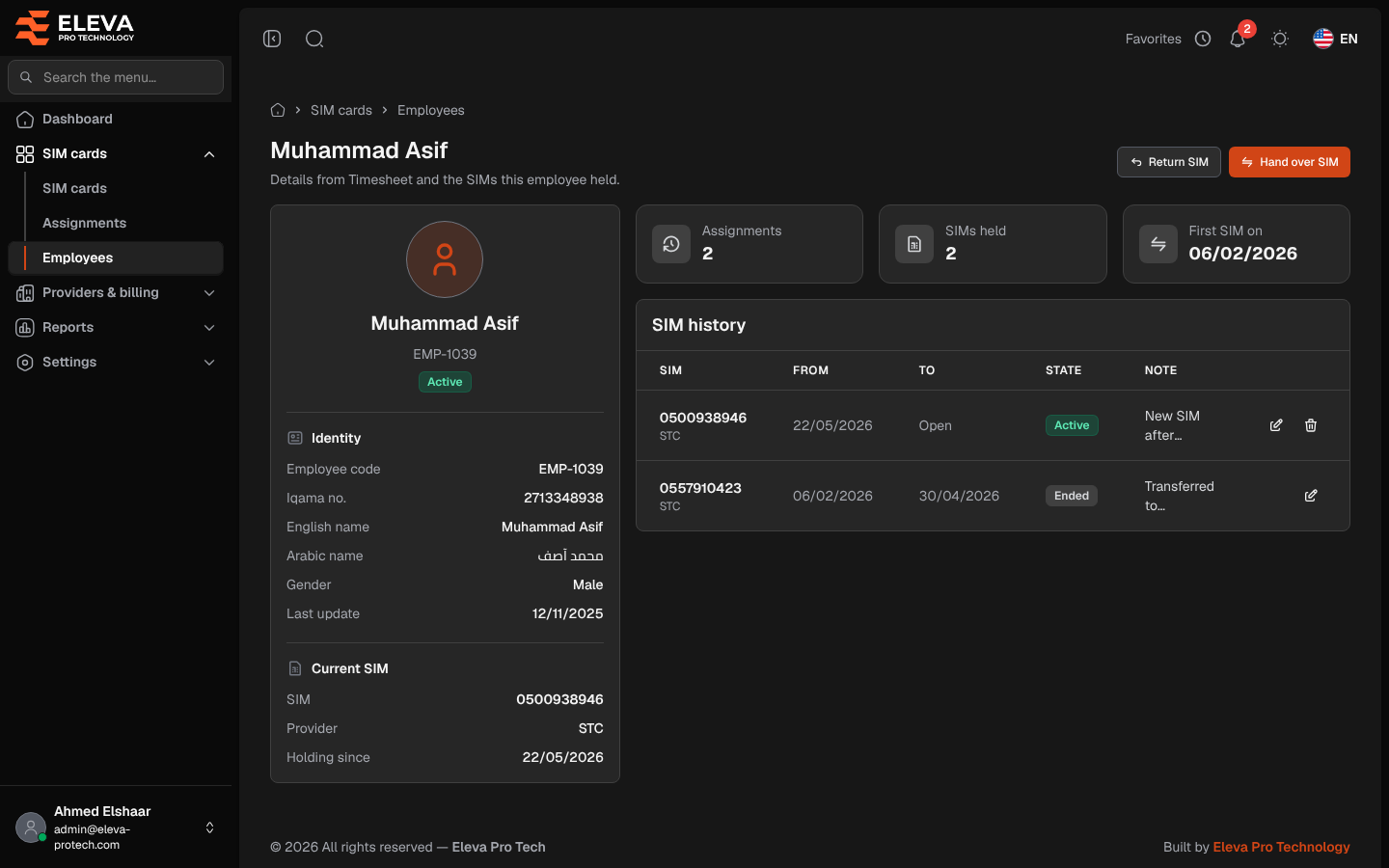 Employee details