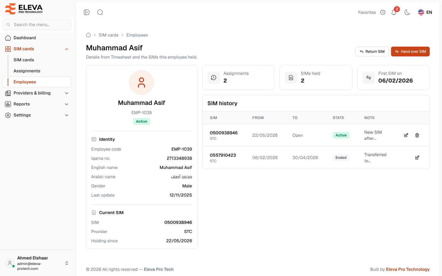 Employee details