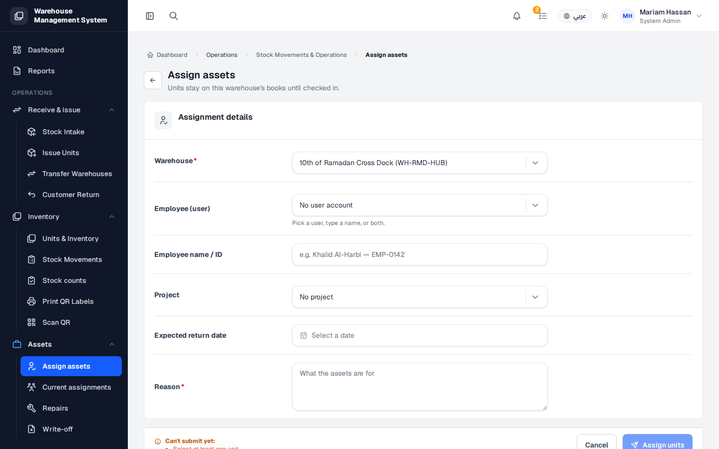 Assign assets