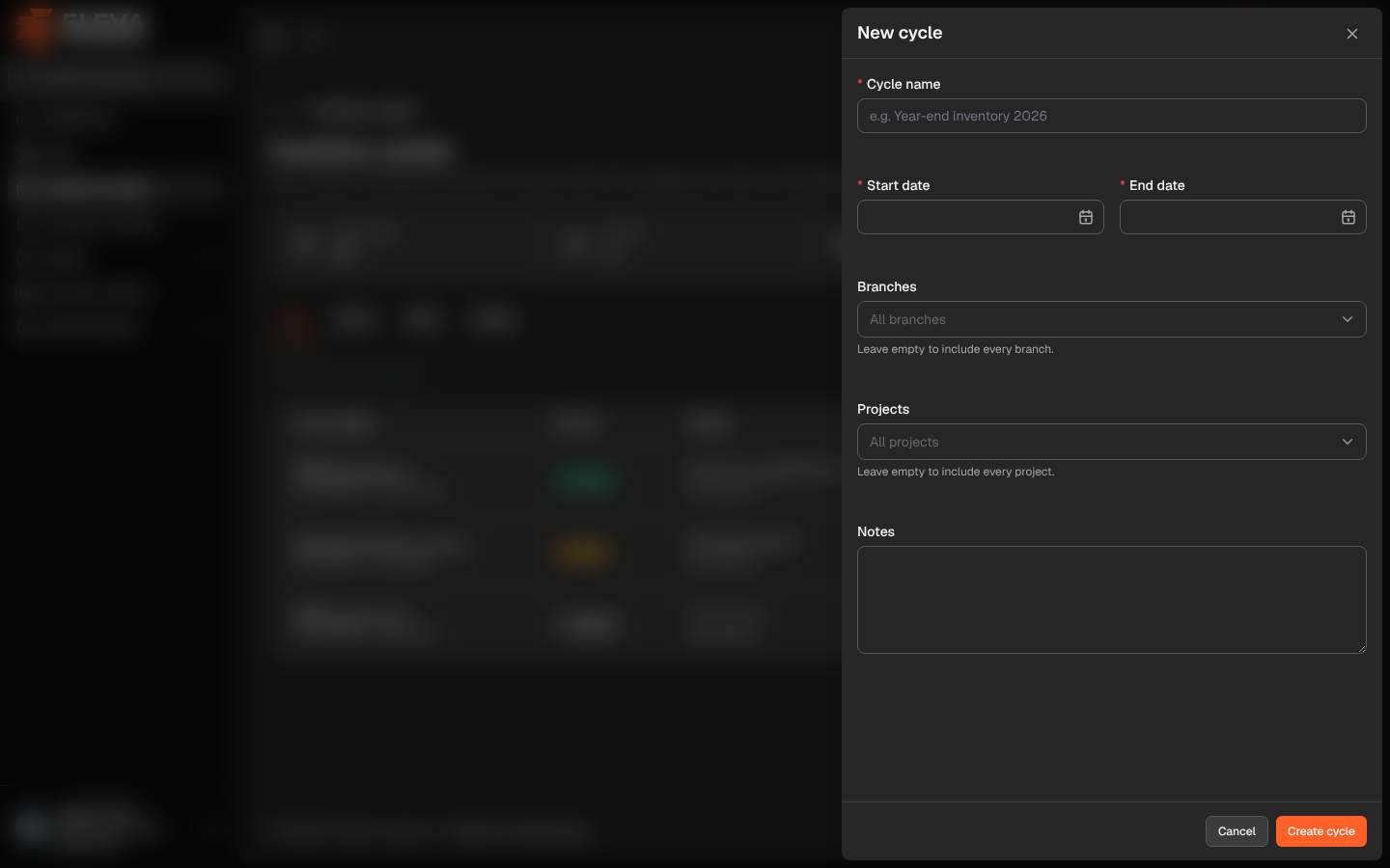 Create an inventory cycle
