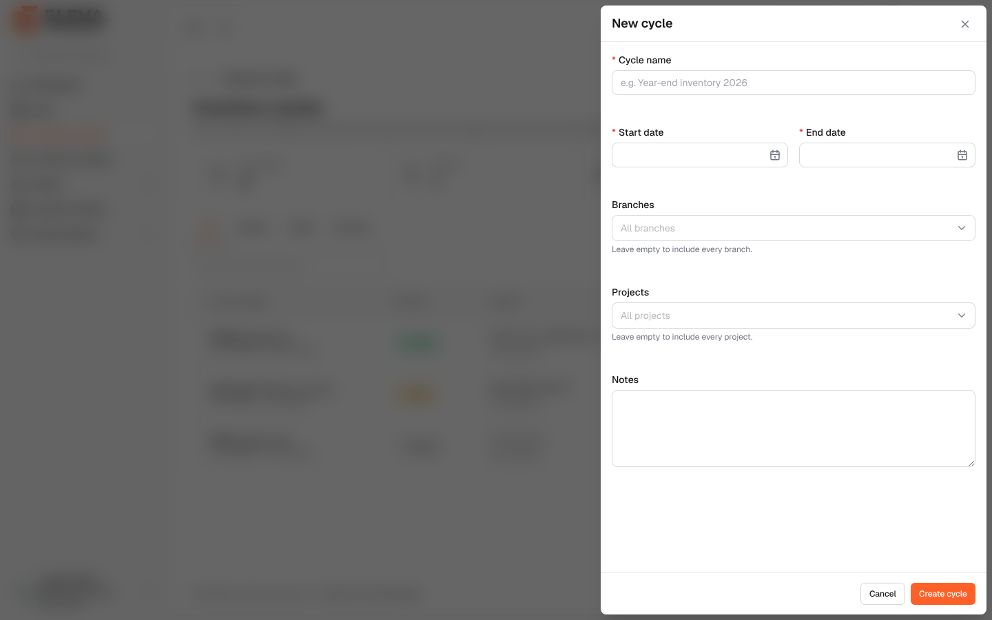 Create an inventory cycle