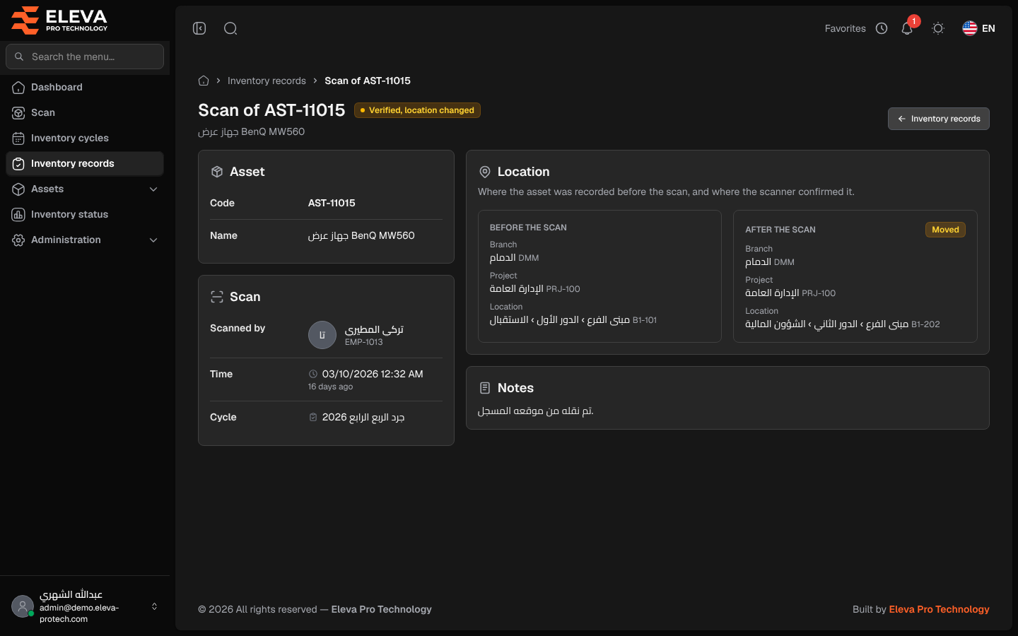 Inventory record details