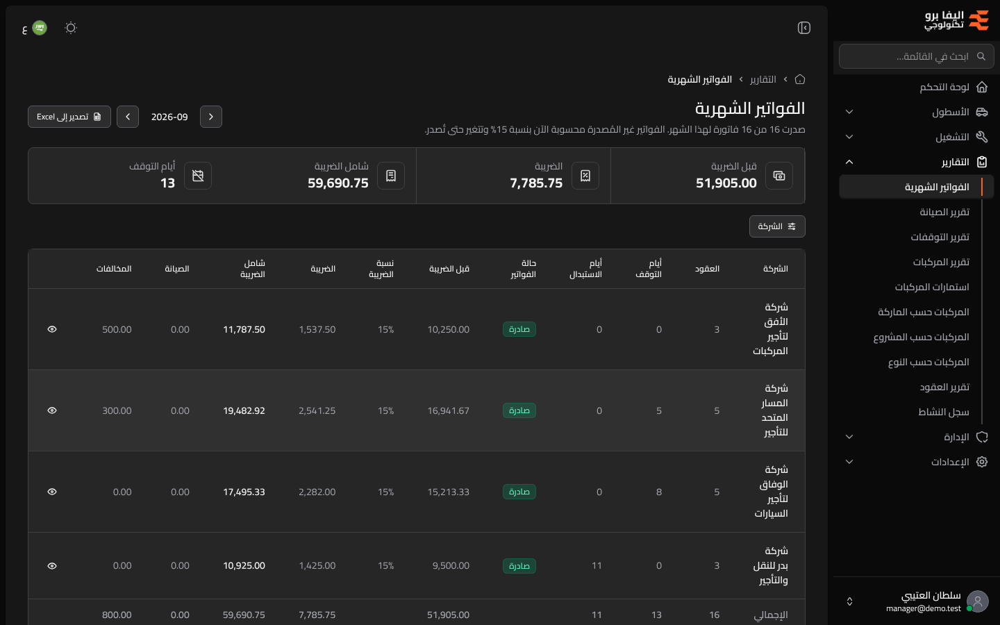 الفواتير الشهرية