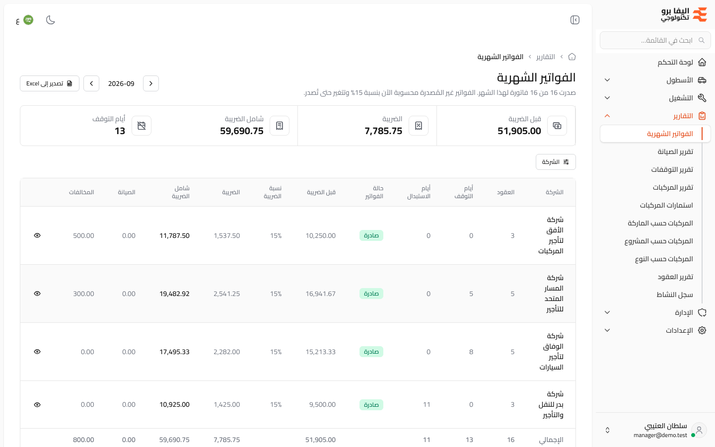 الفواتير الشهرية