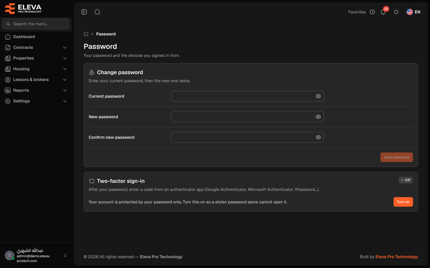 Password and two-factor sign-in