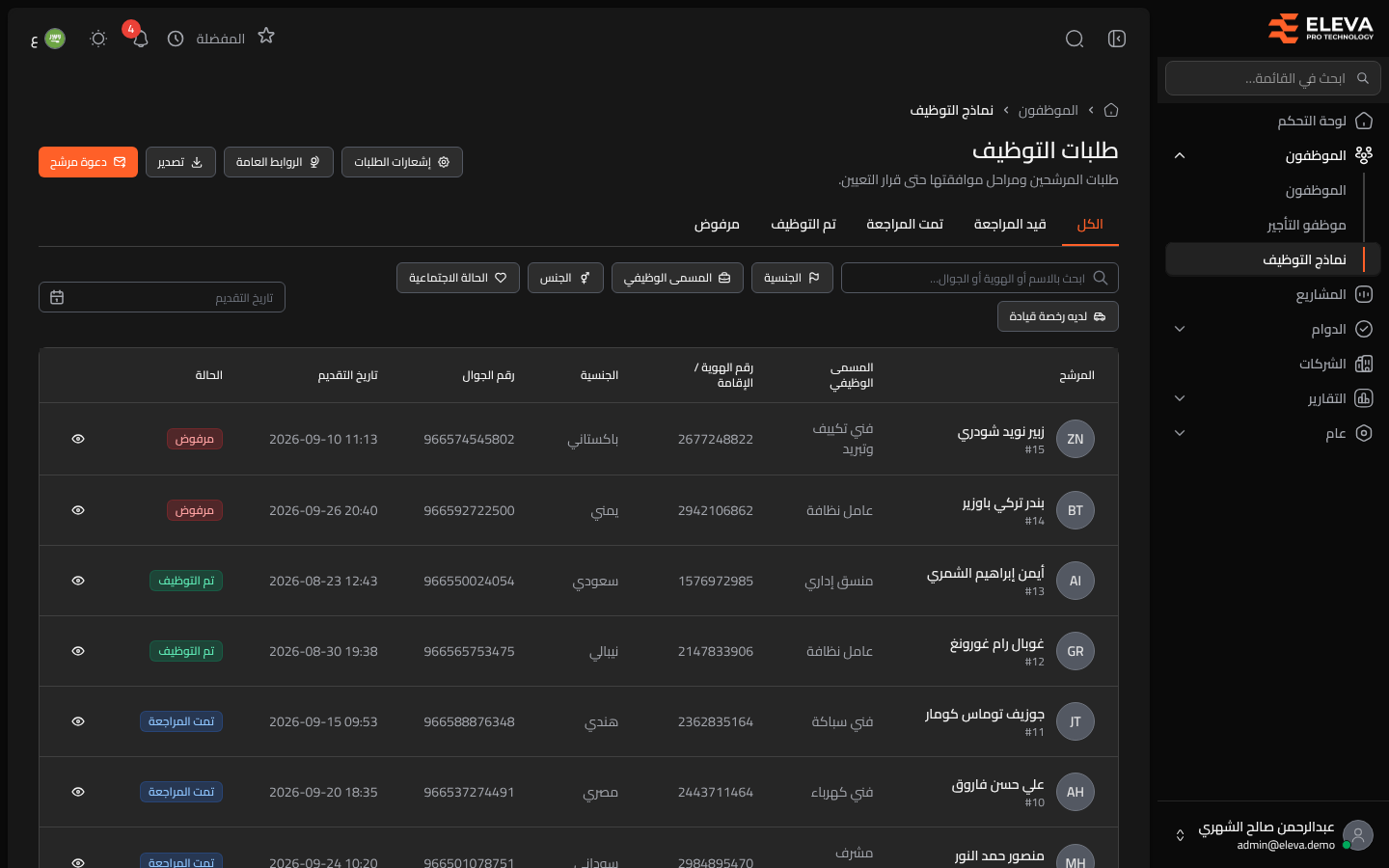 طلبات التوظيف