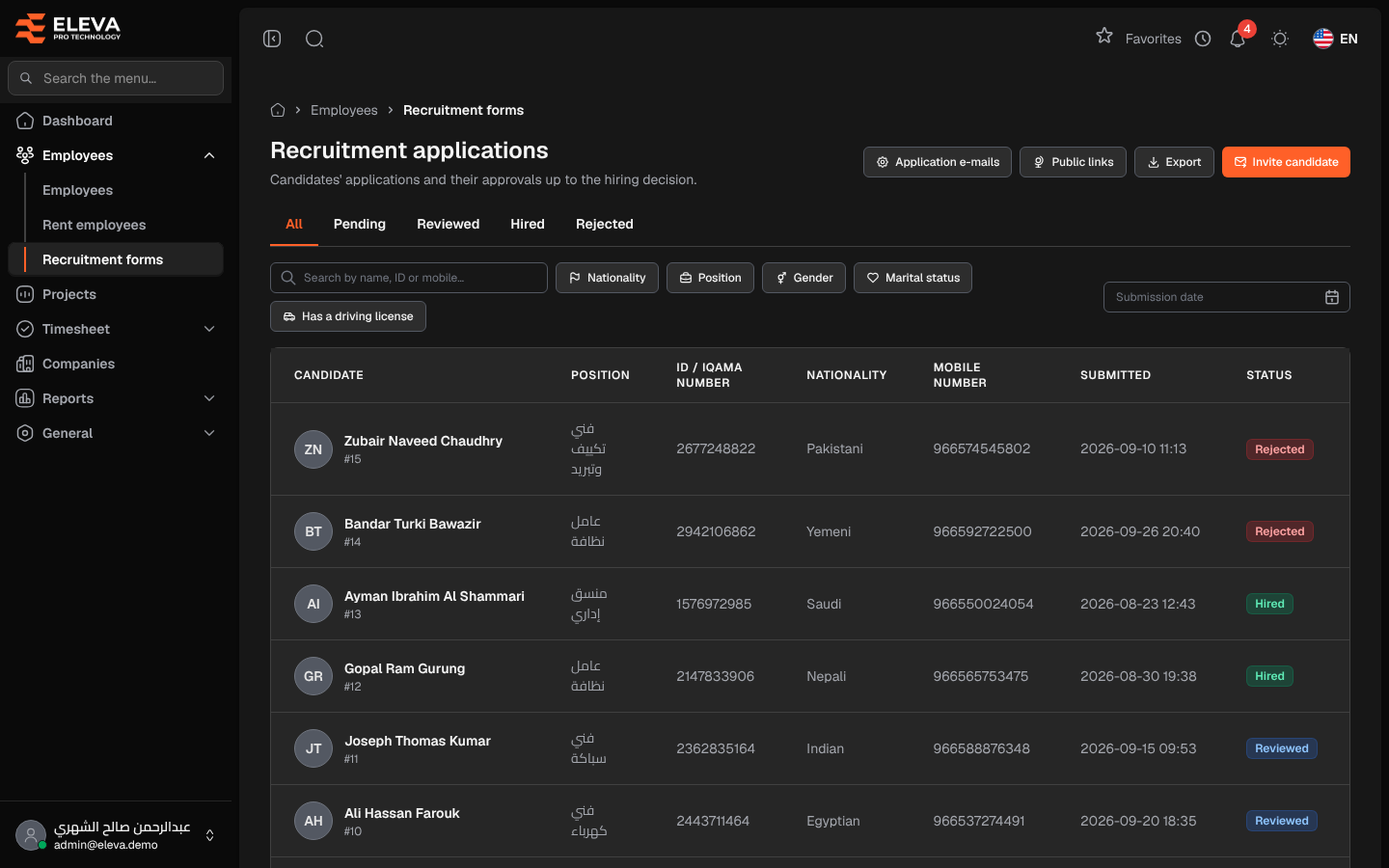 Recruitment applications
