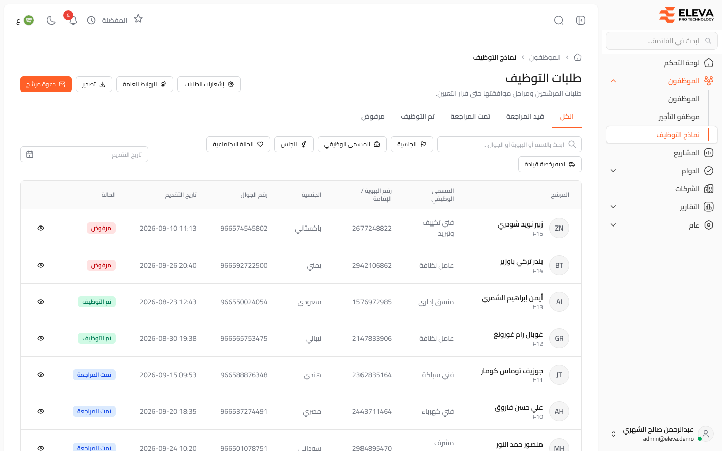 طلبات التوظيف