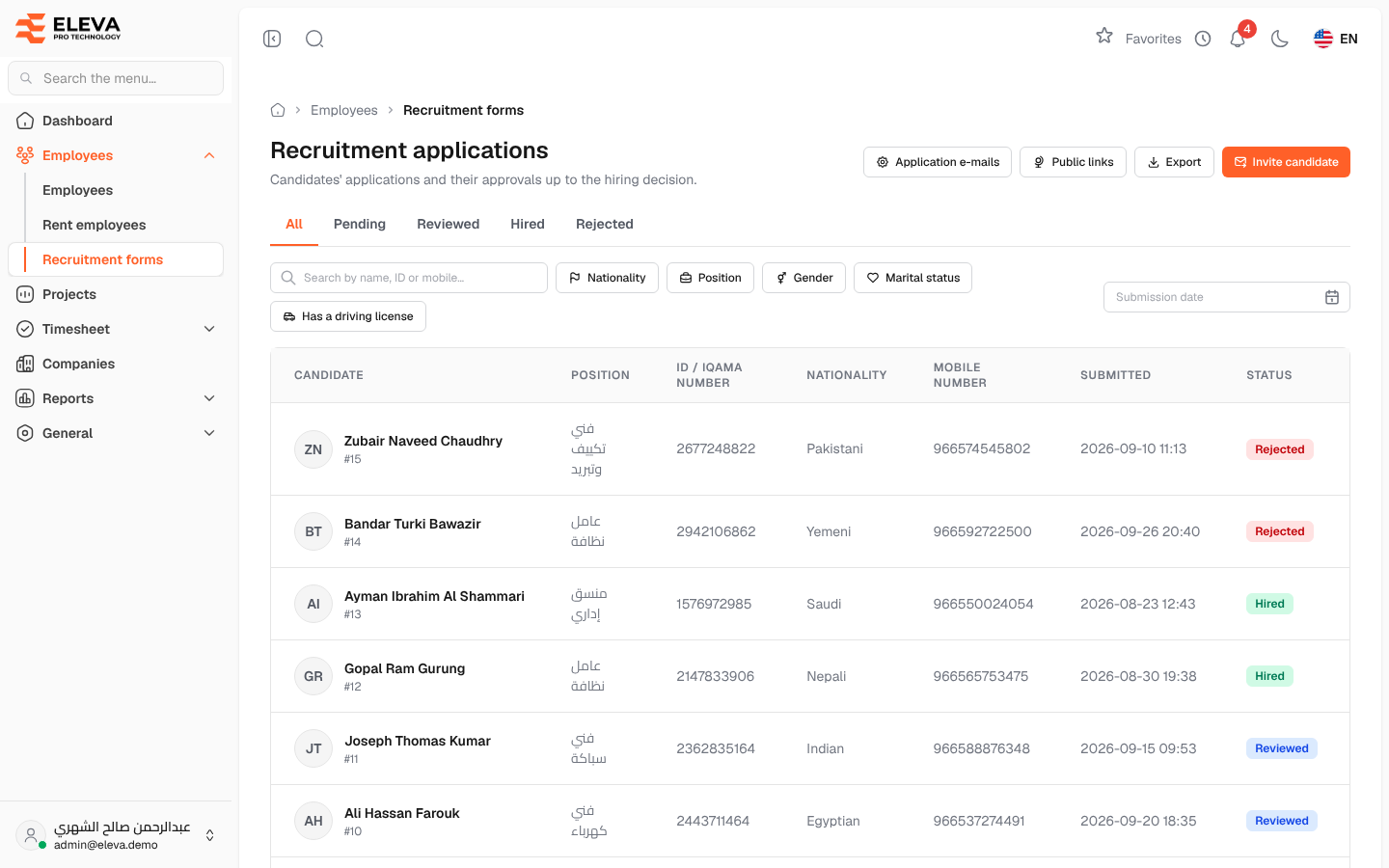 Recruitment applications