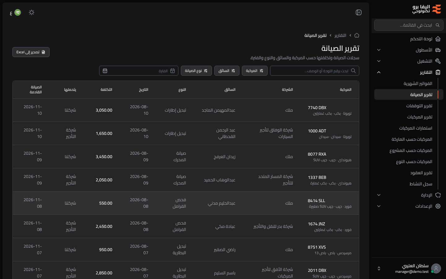 تقرير الصيانة