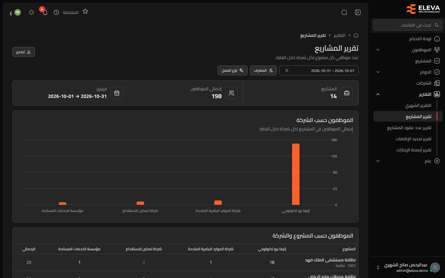 تقرير المشاريع