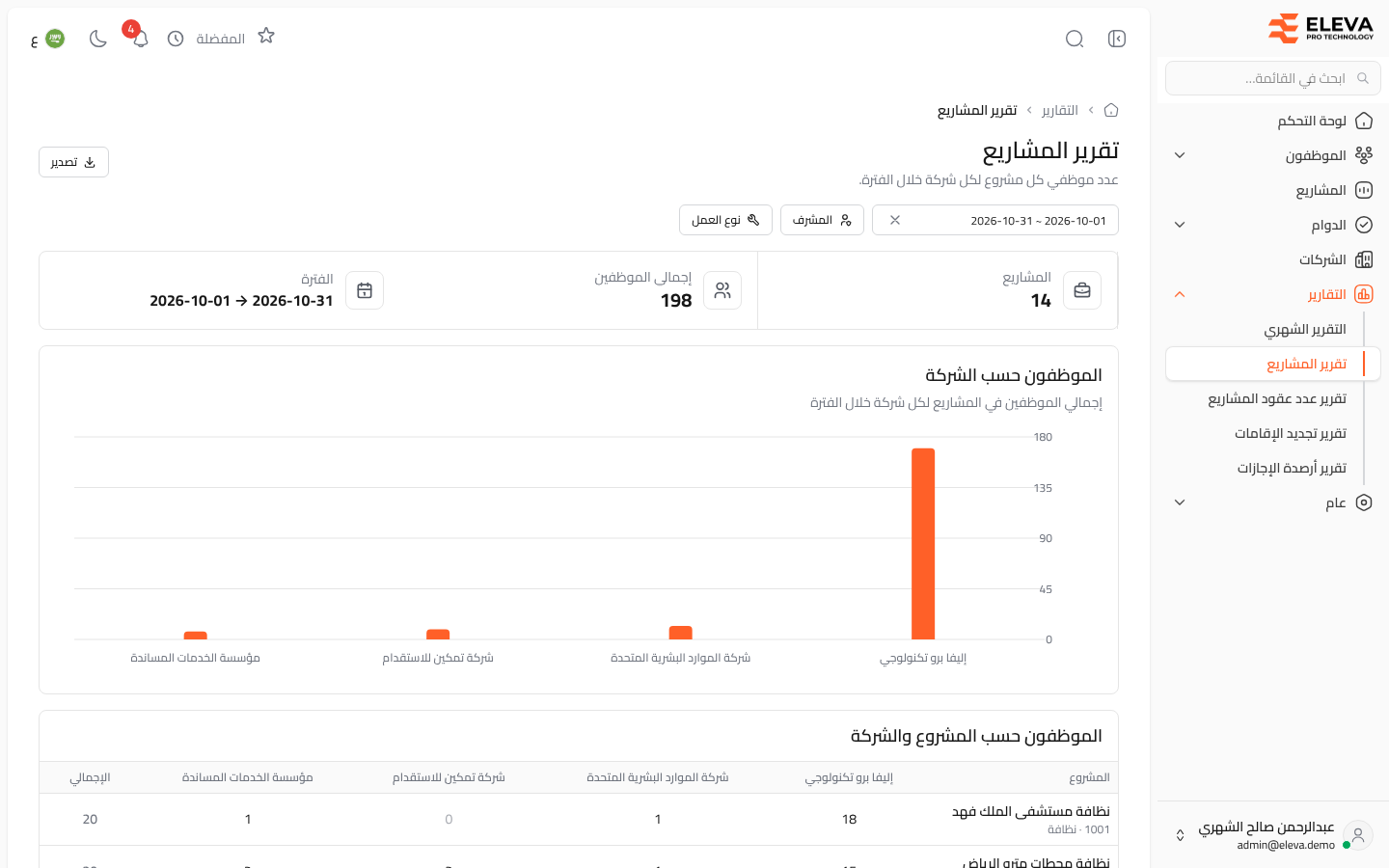 تقرير المشاريع