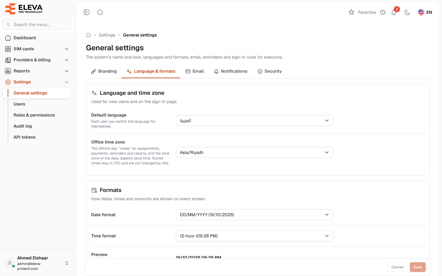 Language and formats
