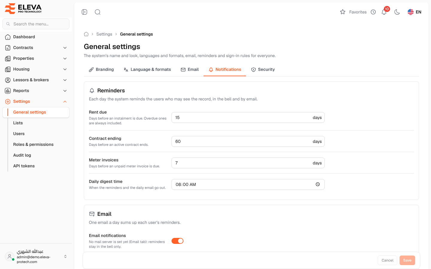 Notification settings
