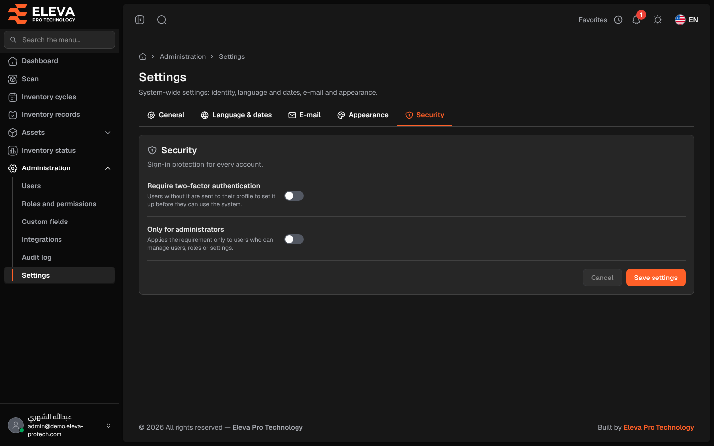 Security settings