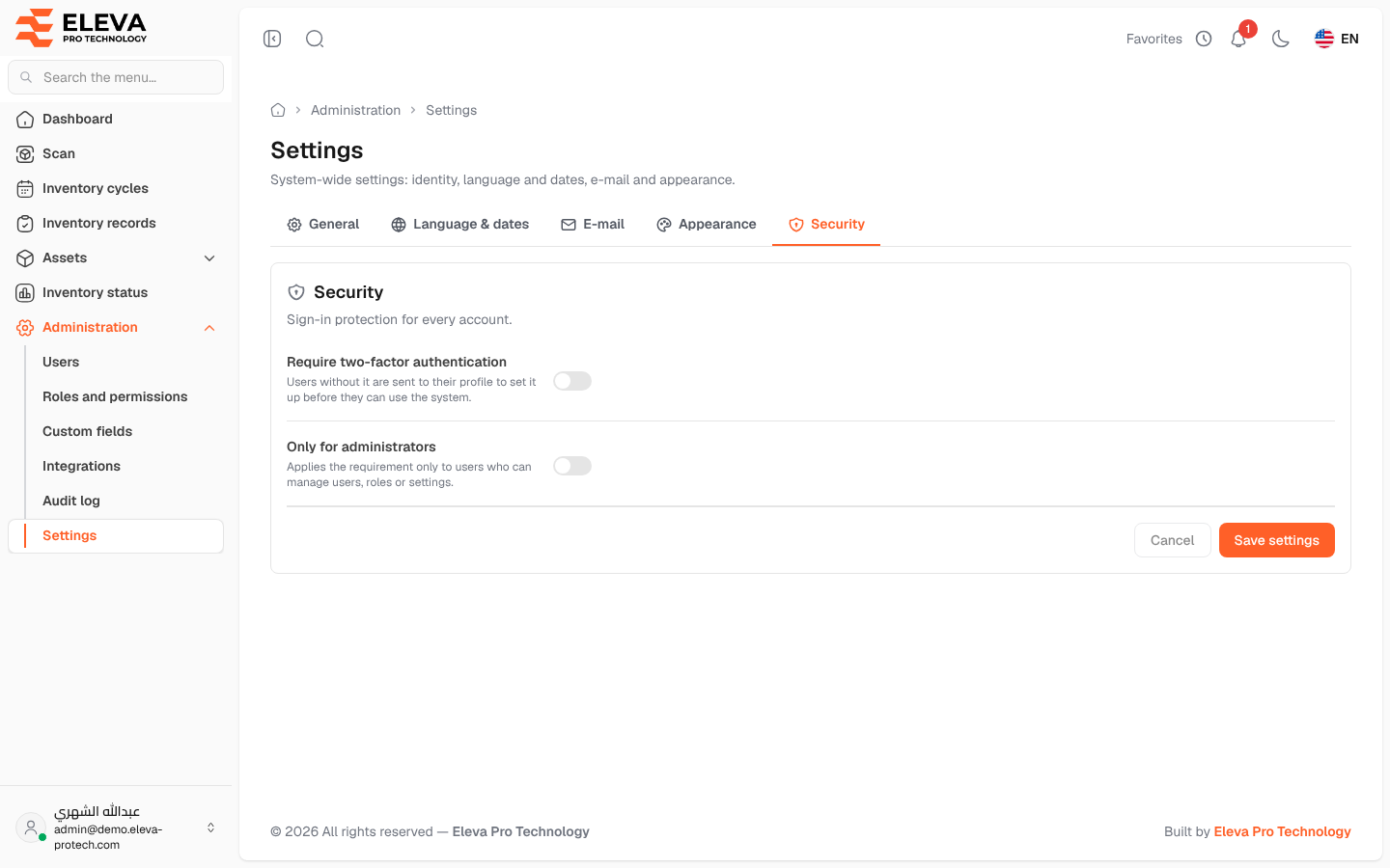 Security settings