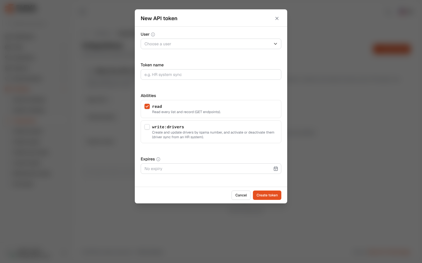 Creating an API token