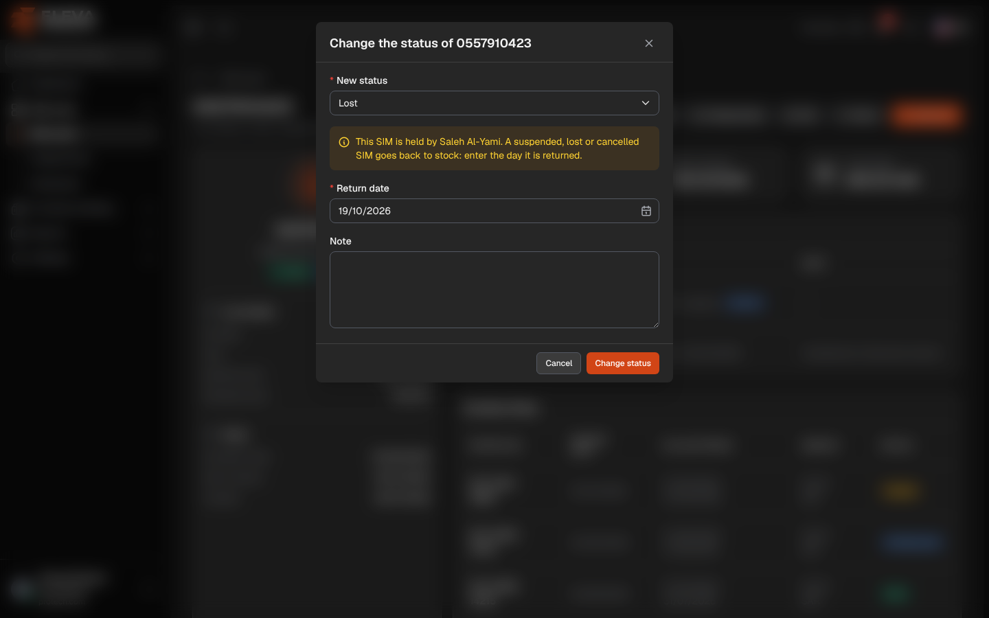 Change status