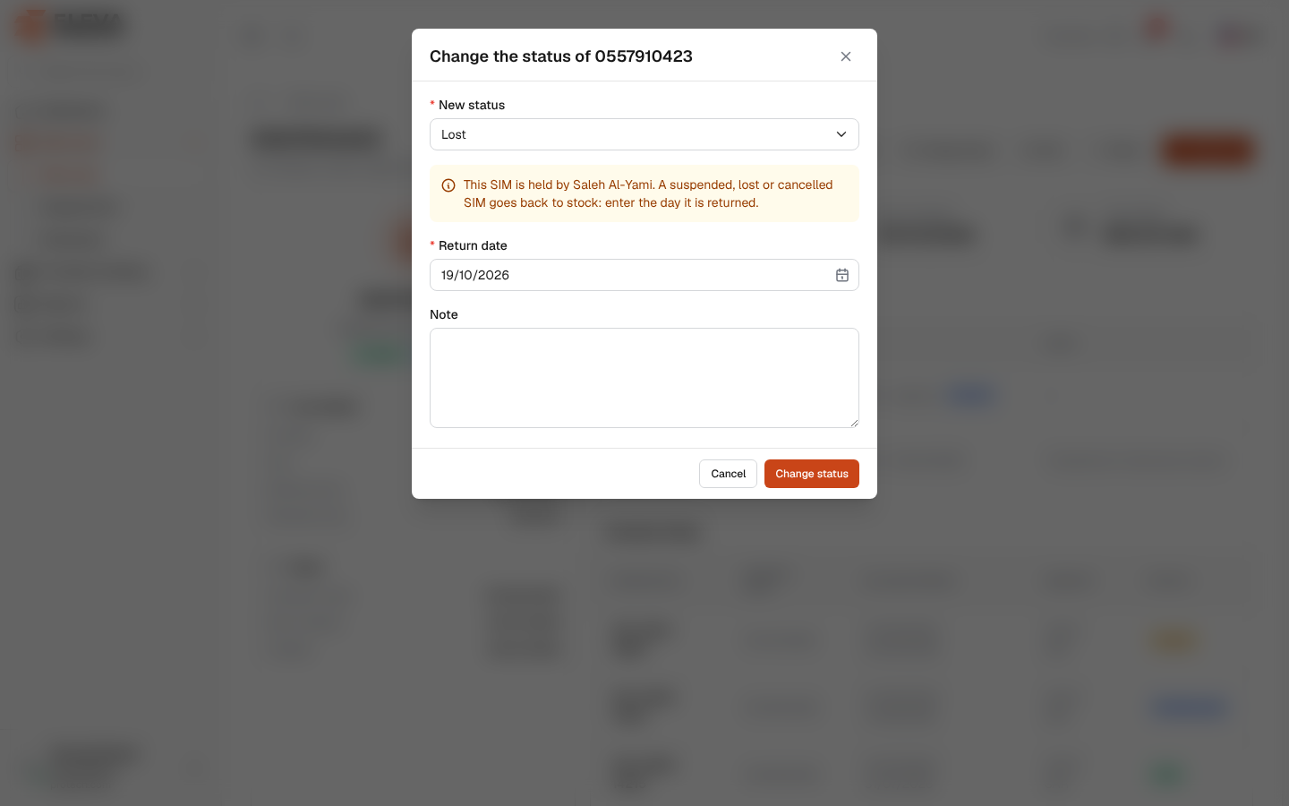 Change status