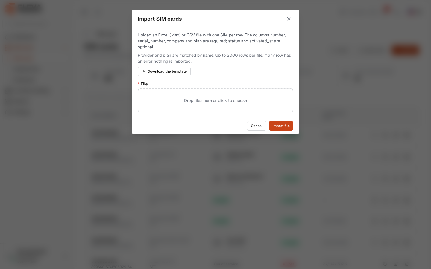 Import SIM cards