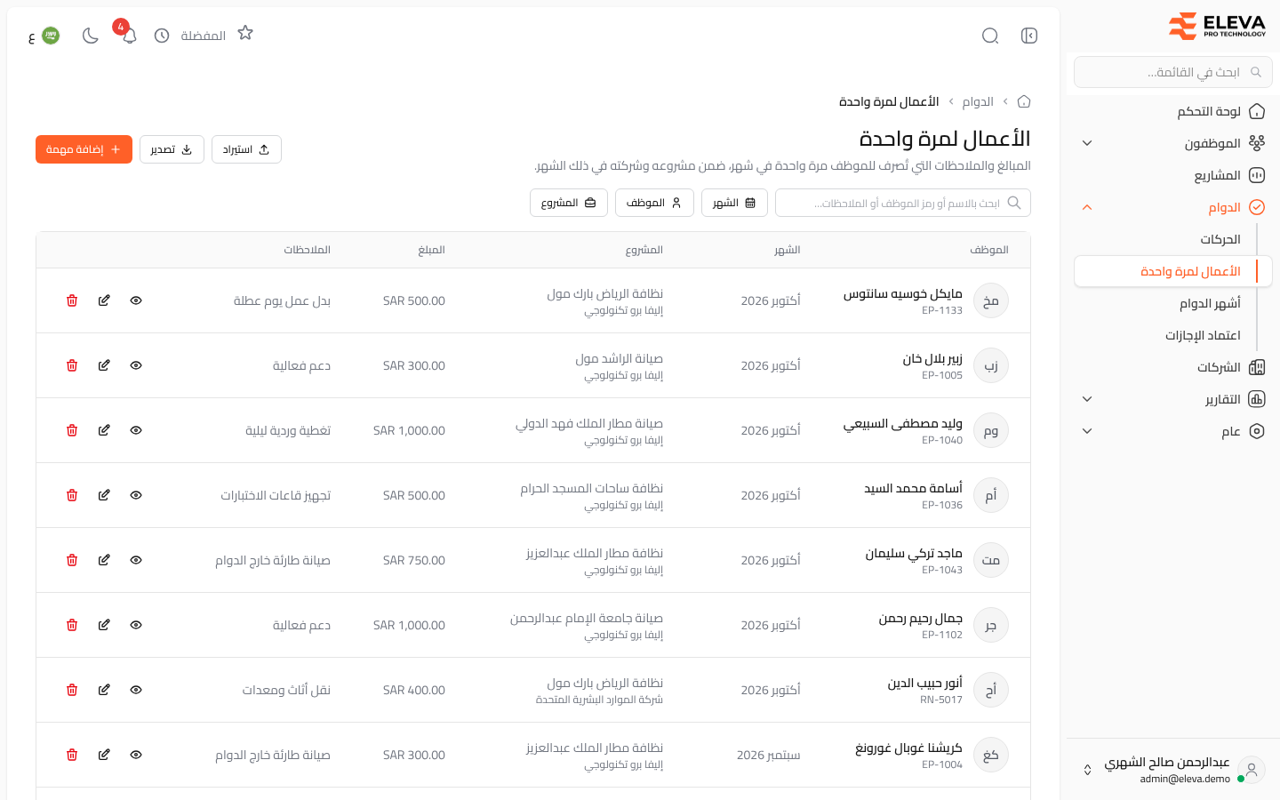 الأعمال لمرة واحدة
