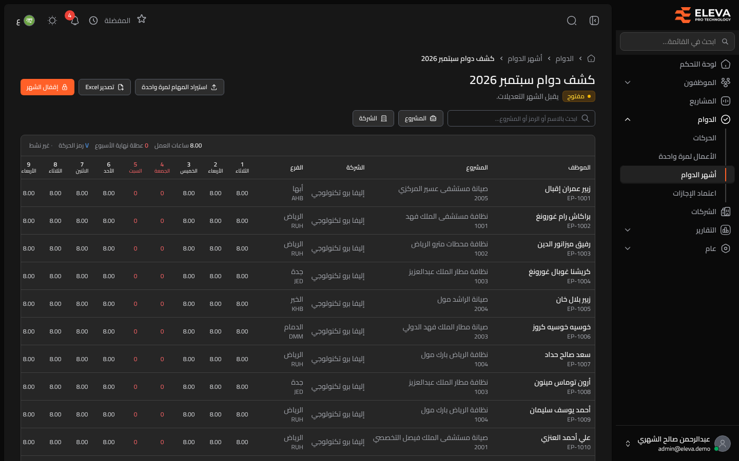 كشف الدوام