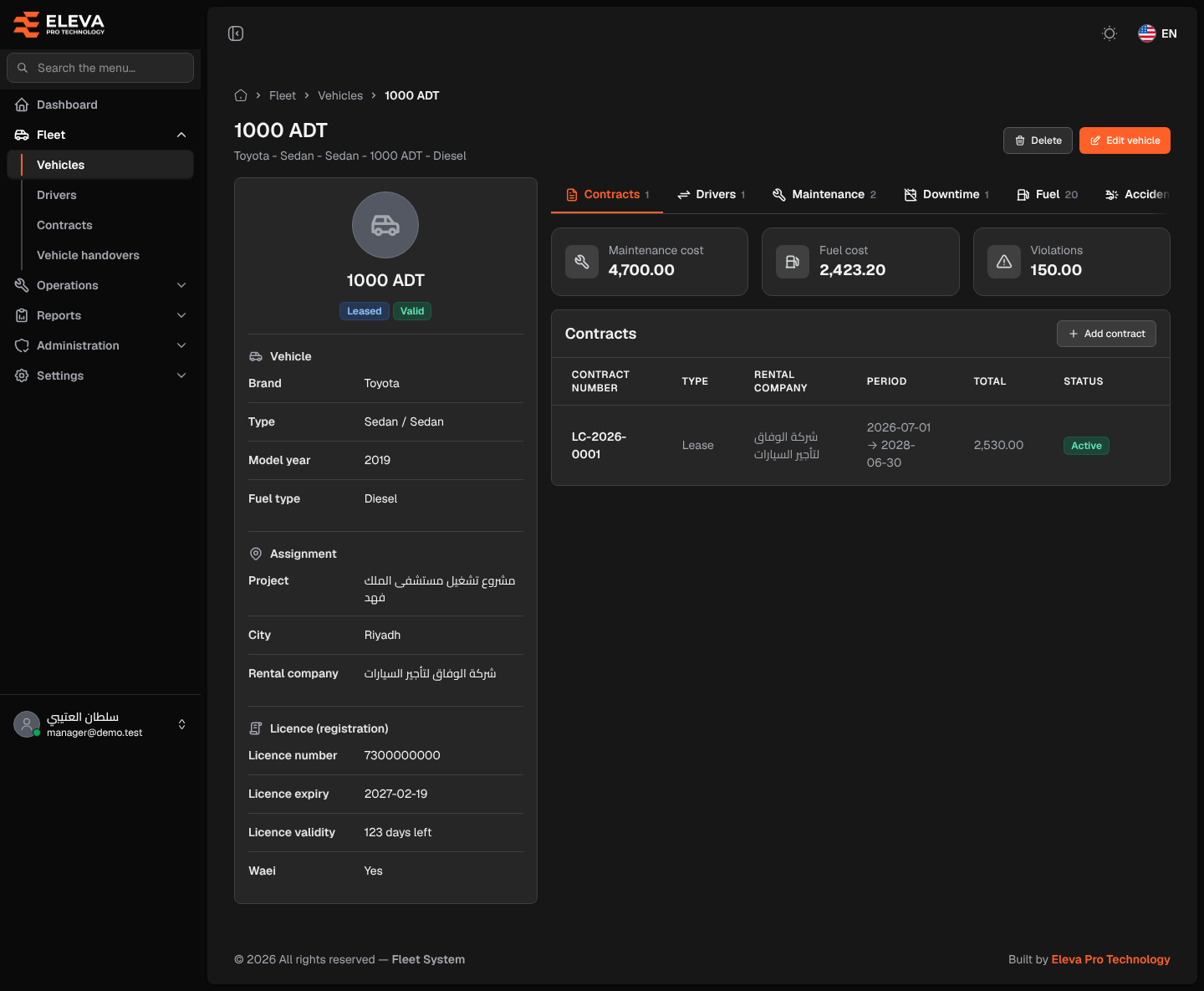 Vehicle page
