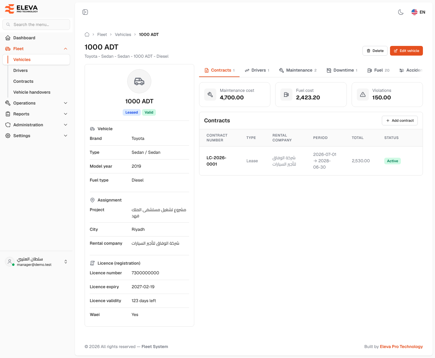 Vehicle page